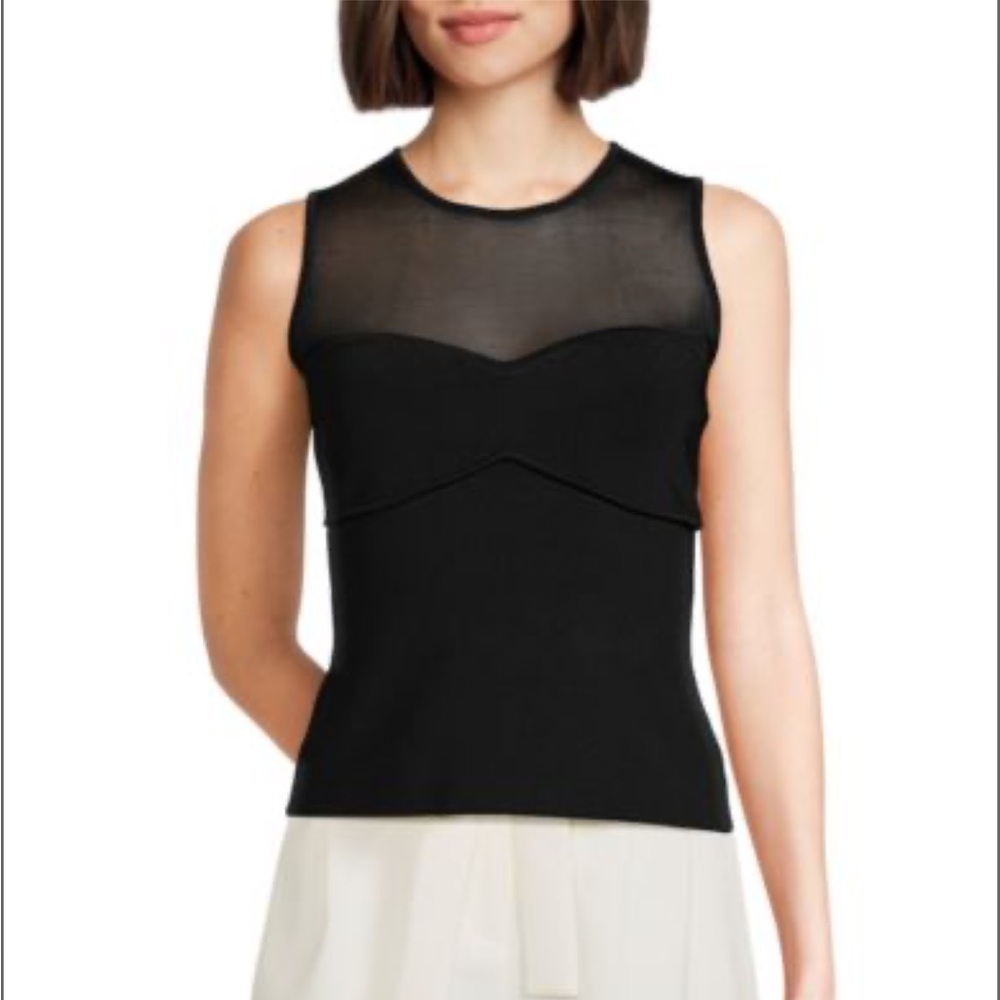 BCBGMAXAZRIA Illusion Sleeveless Top